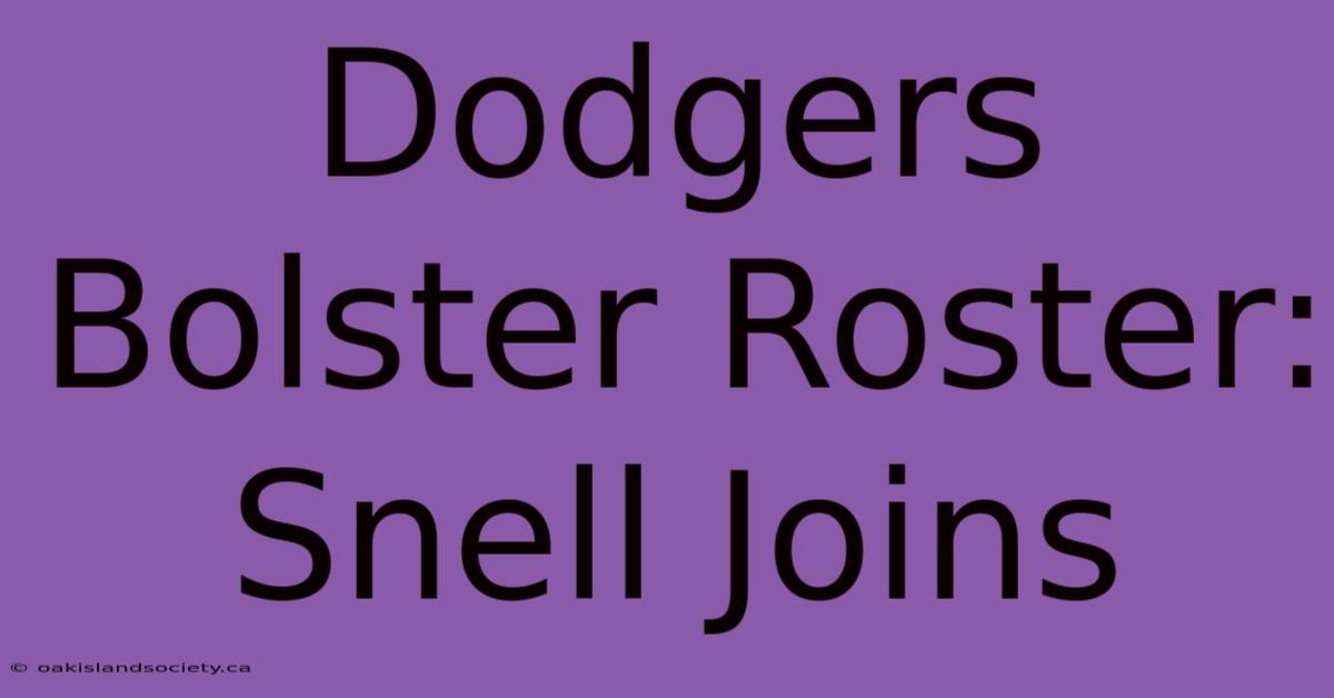 Dodgers Bolster Roster: Snell Joins