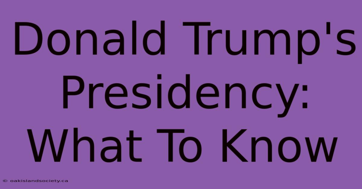 Donald Trump's Presidency: What To Know