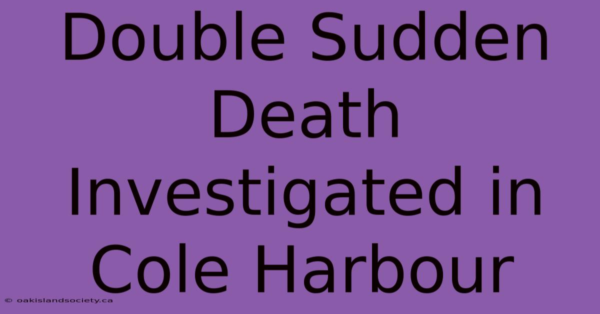 Double Sudden Death Investigated In Cole Harbour