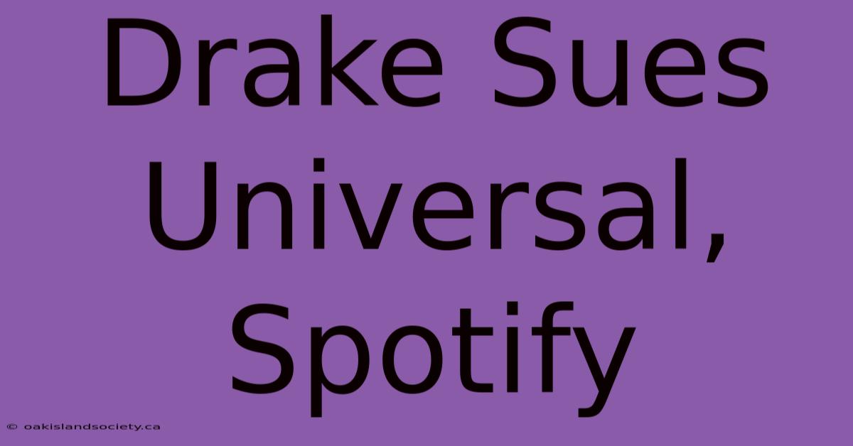 Drake Sues Universal, Spotify