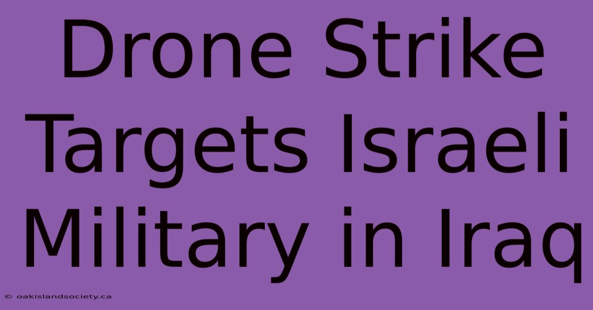 Drone Strike Targets Israeli Military In Iraq