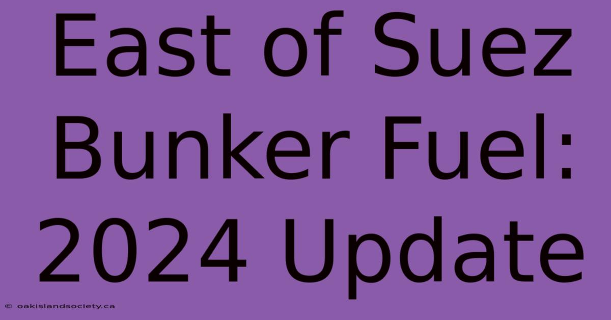 East Of Suez Bunker Fuel: 2024 Update