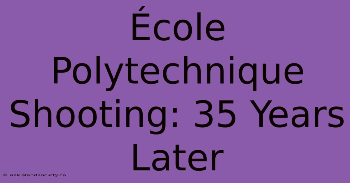 École Polytechnique Shooting: 35 Years Later