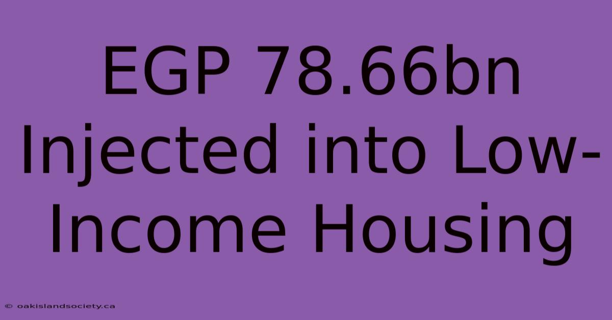 EGP 78.66bn Injected Into Low-Income Housing