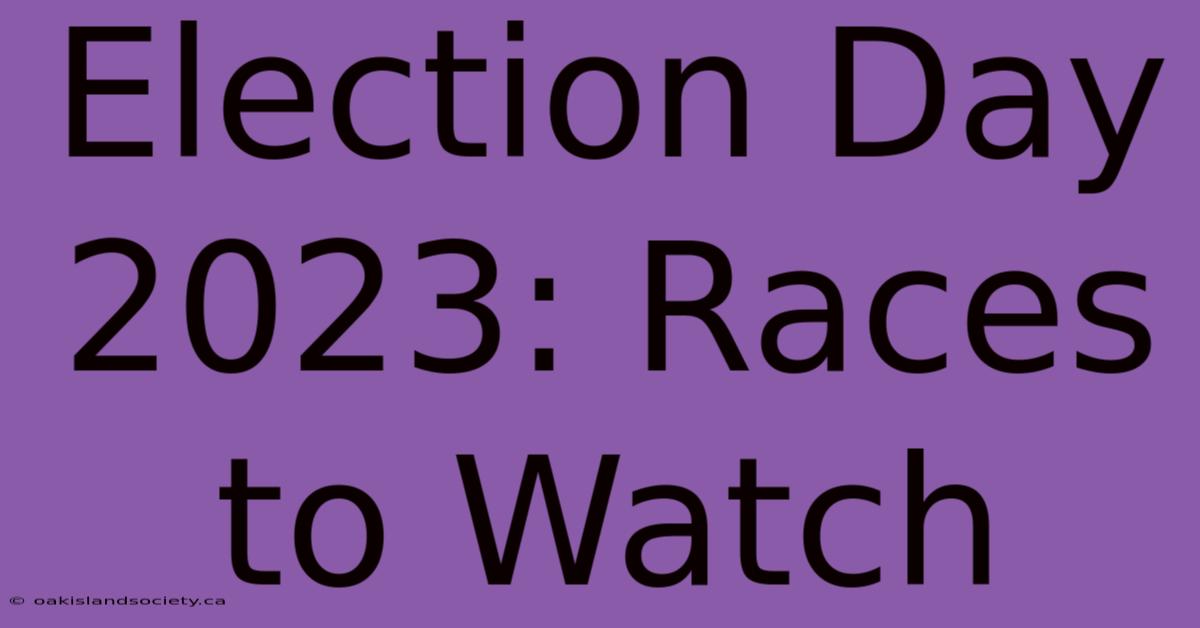 Election Day 2023: Races To Watch