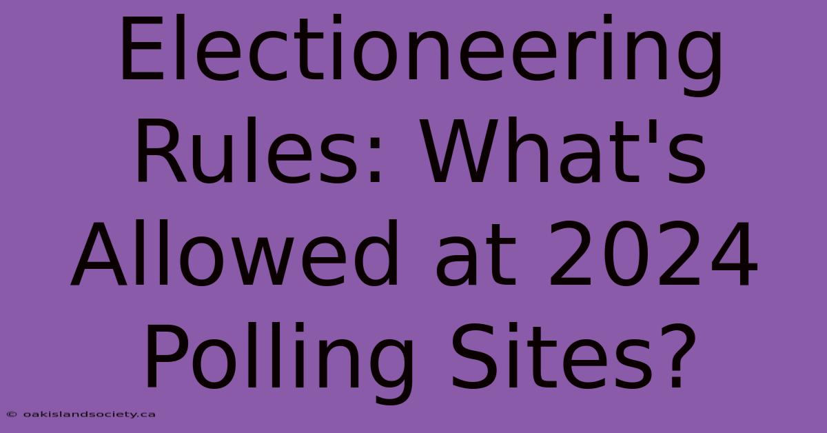 Electioneering Rules: What's Allowed At 2024 Polling Sites?