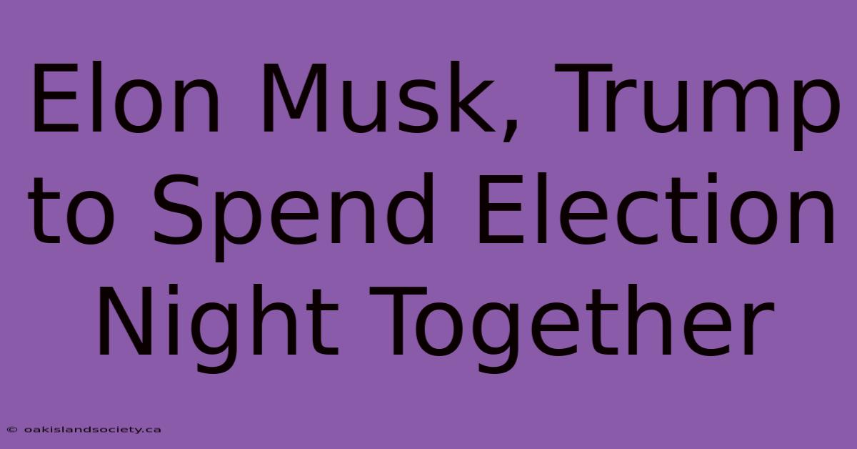 Elon Musk, Trump To Spend Election Night Together