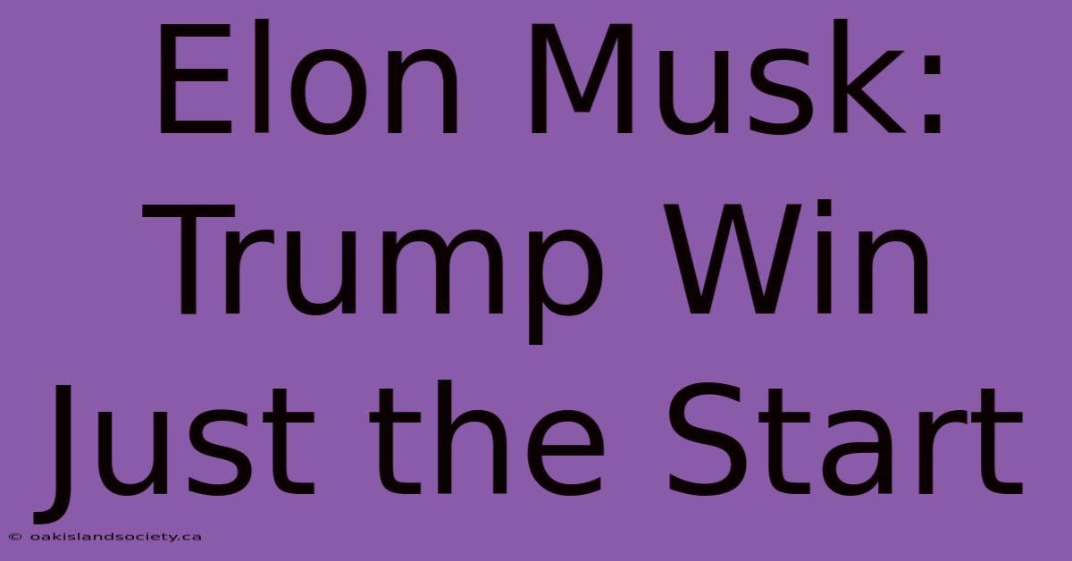 Elon Musk: Trump Win Just The Start