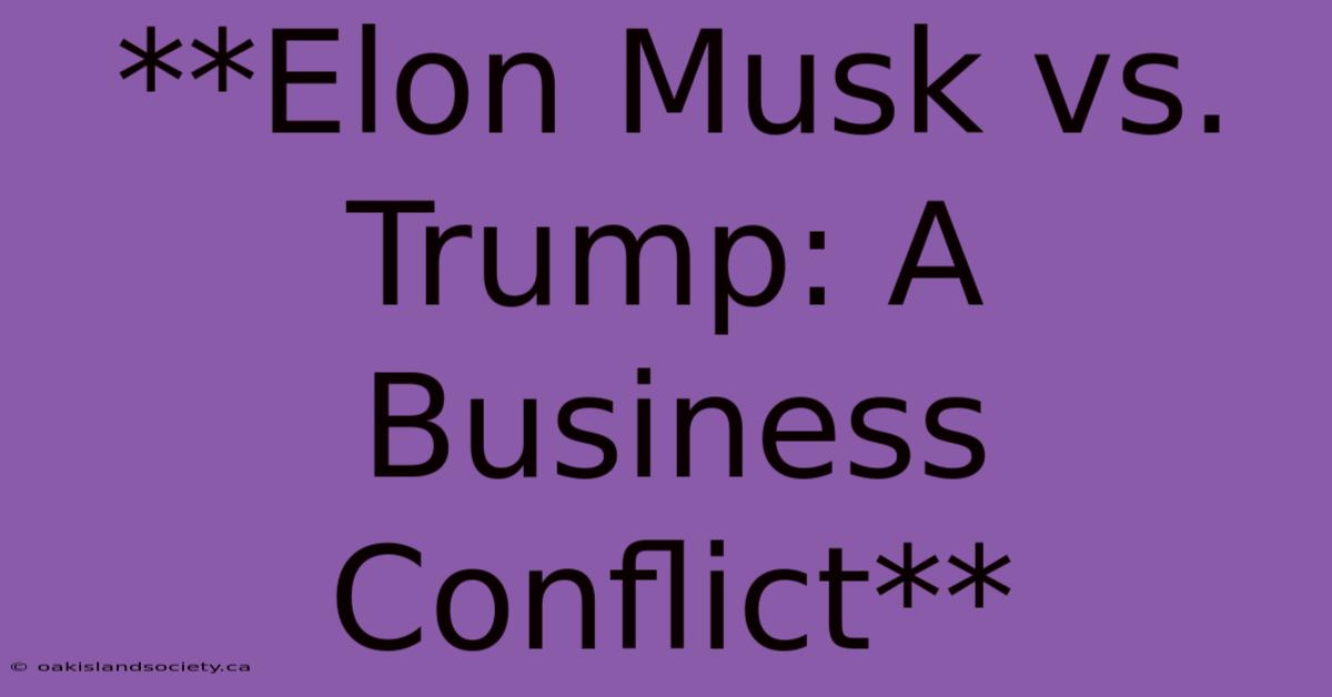 **Elon Musk Vs. Trump: A Business Conflict**