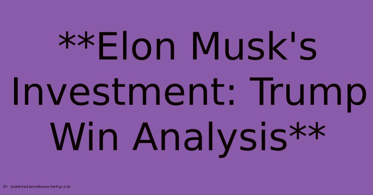 **Elon Musk's Investment: Trump Win Analysis** 