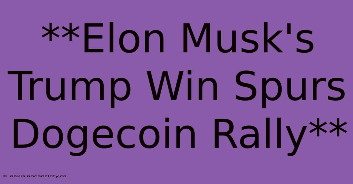 **Elon Musk's Trump Win Spurs Dogecoin Rally** 