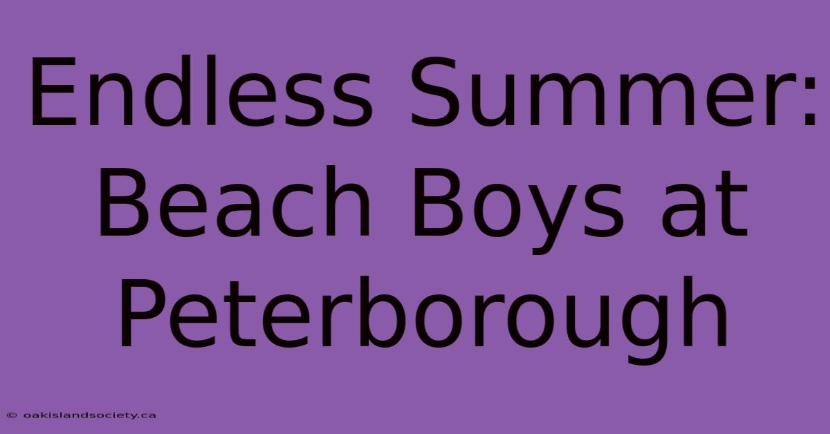 Endless Summer: Beach Boys At Peterborough