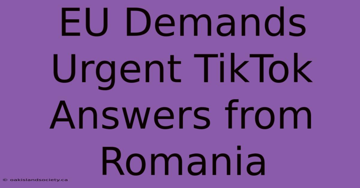 EU Demands Urgent TikTok Answers From Romania