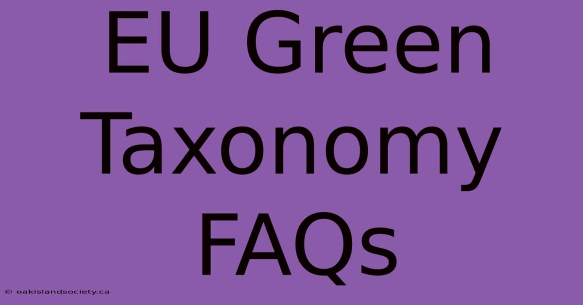 EU Green Taxonomy FAQs