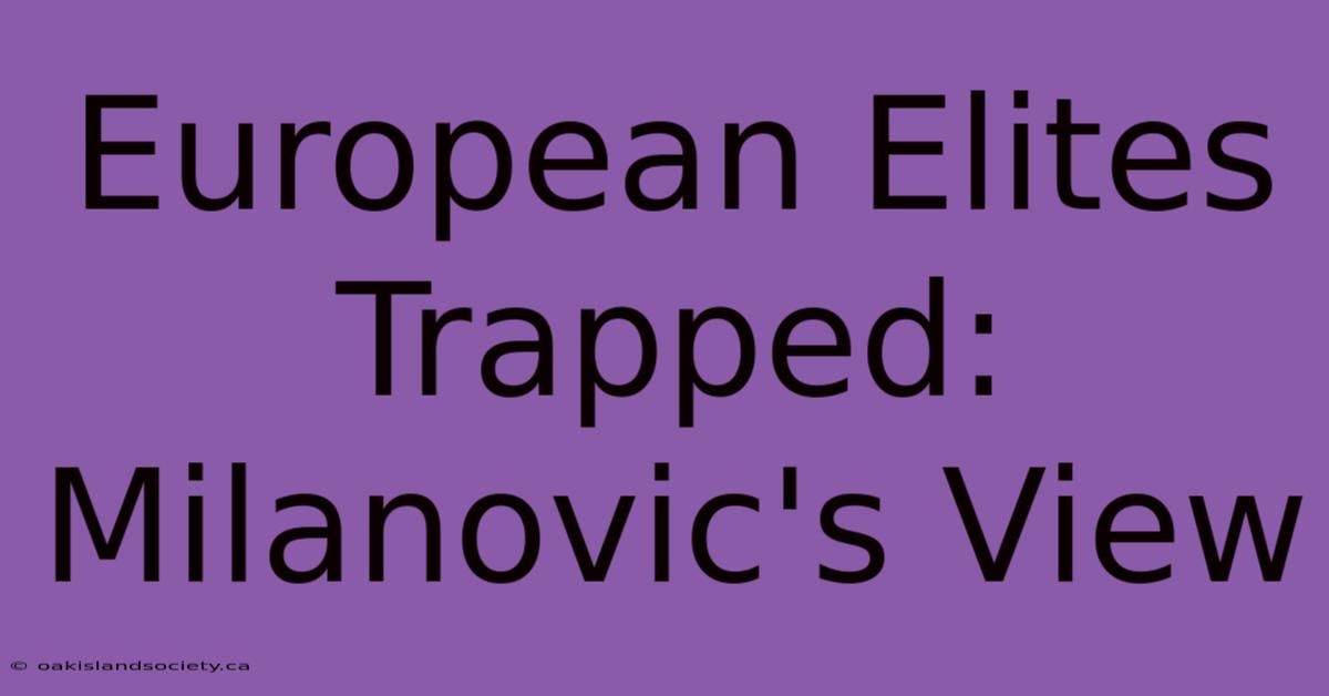 European Elites Trapped: Milanovic's View