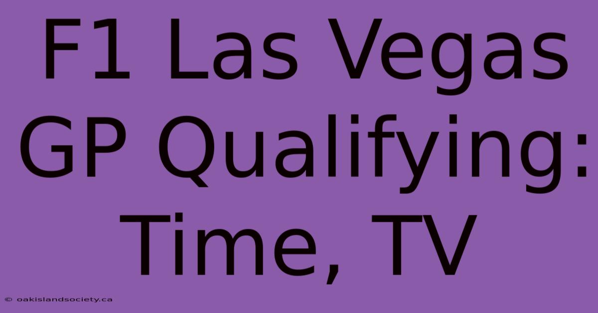 F1 Las Vegas GP Qualifying: Time, TV