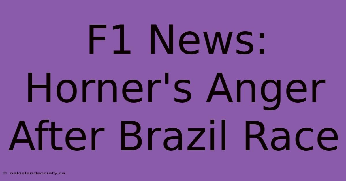 F1 News: Horner's Anger After Brazil Race