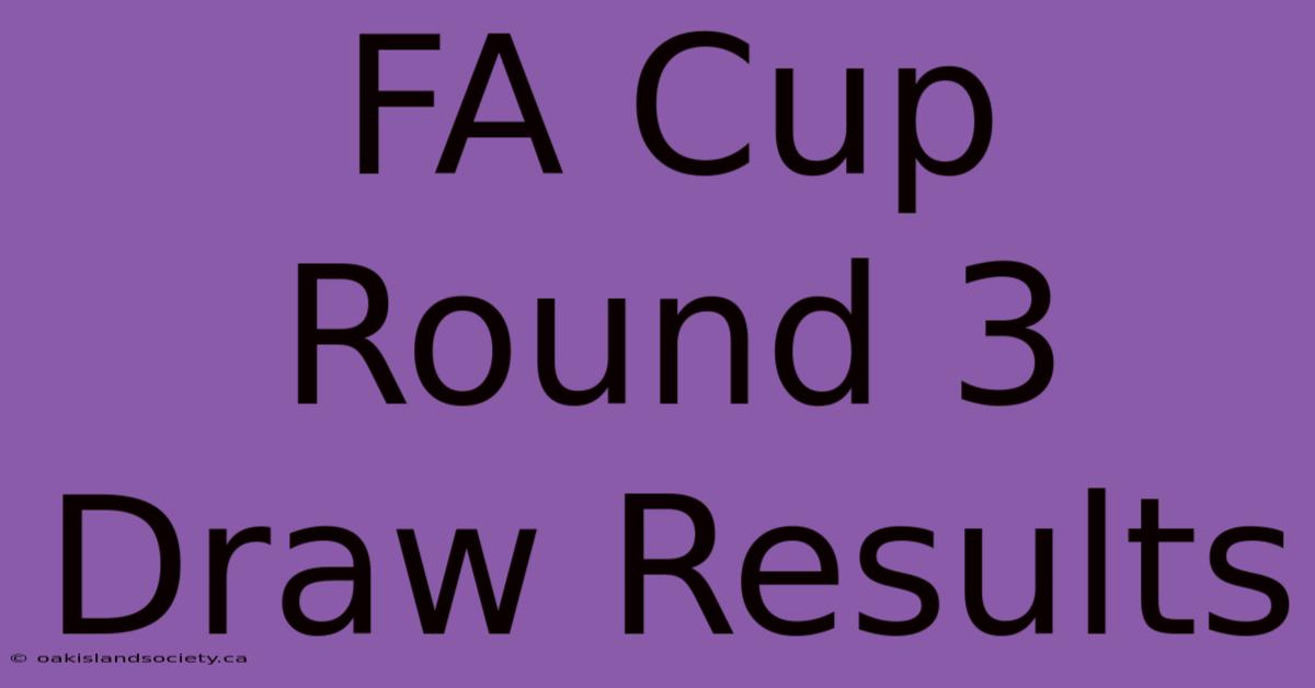 FA Cup Round 3 Draw Results