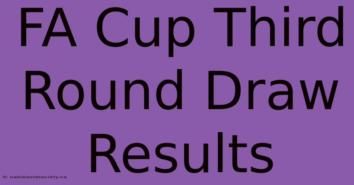 FA Cup Third Round Draw Results