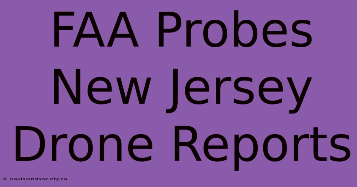 FAA Probes New Jersey Drone Reports