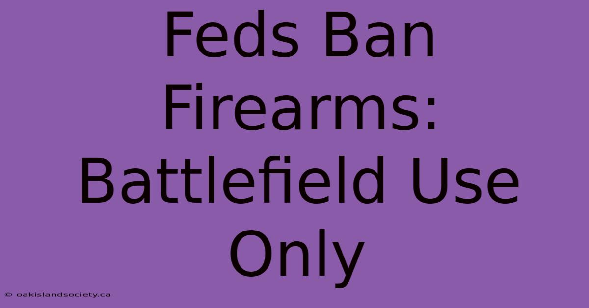 Feds Ban Firearms: Battlefield Use Only