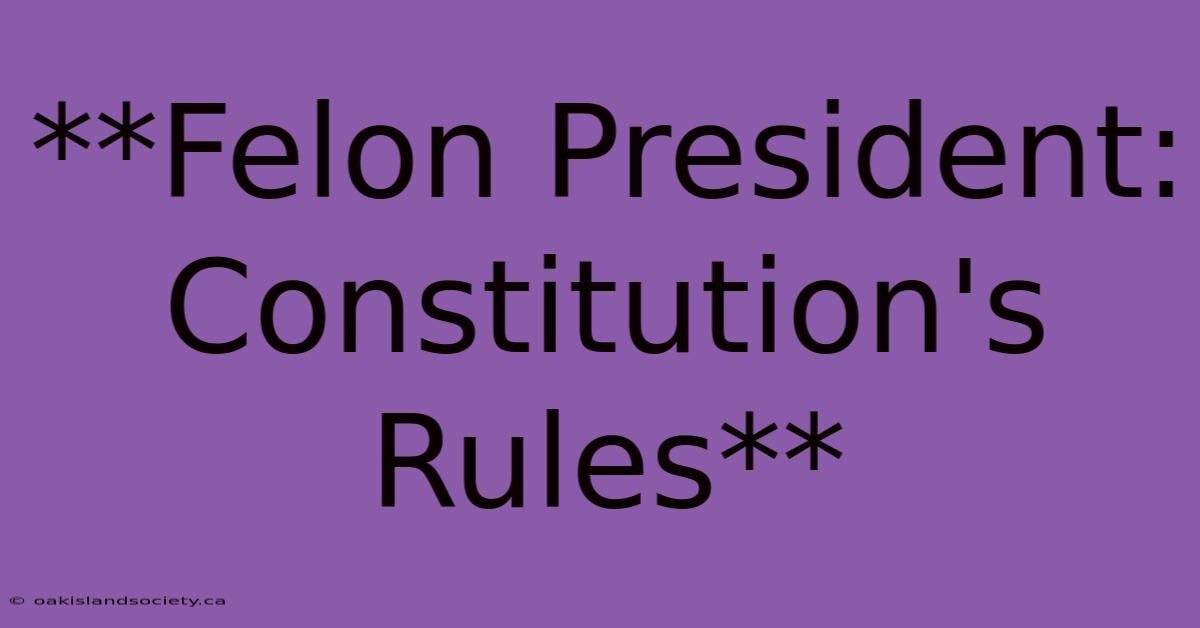 **Felon President: Constitution's Rules**