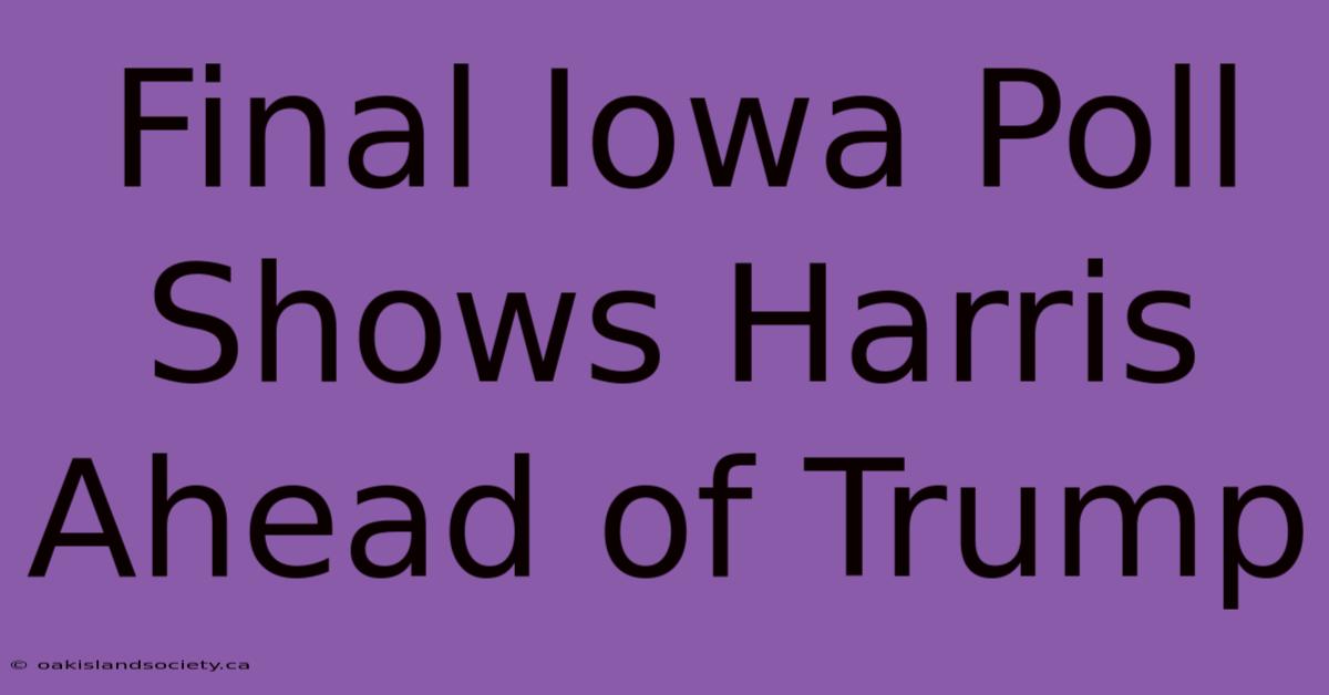 Final Iowa Poll Shows Harris Ahead Of Trump 