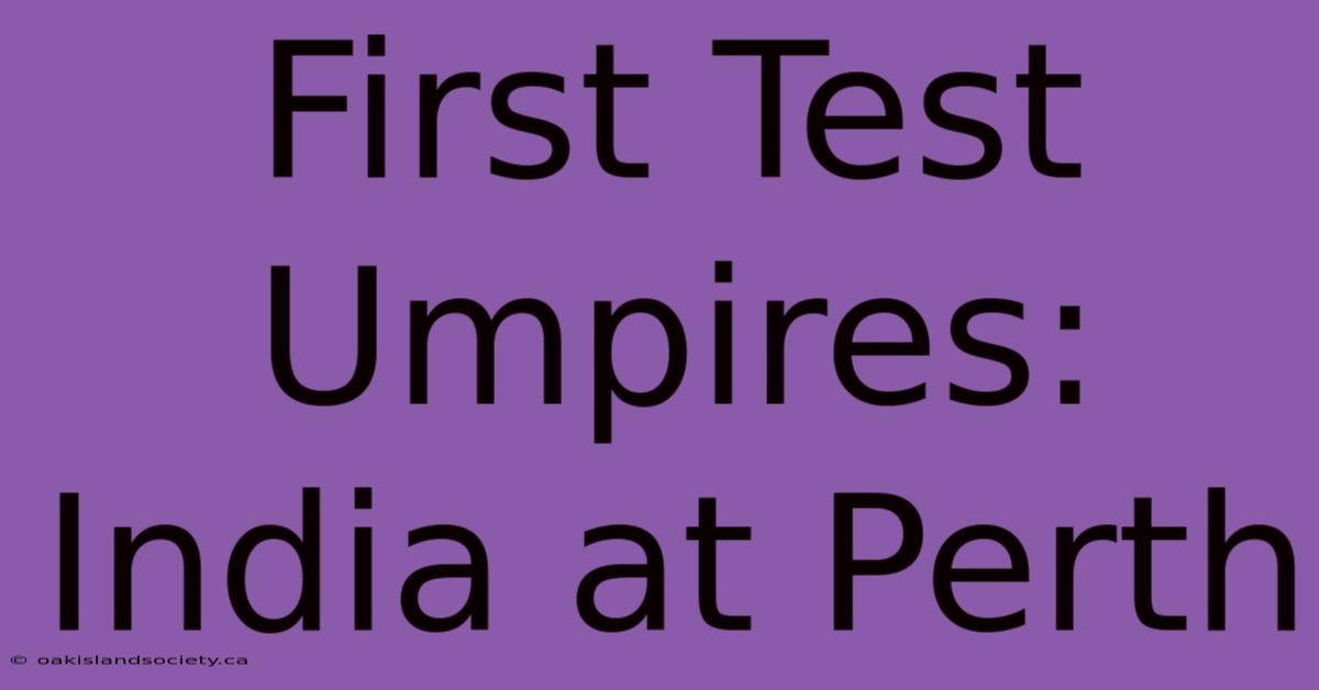 First Test Umpires: India At Perth