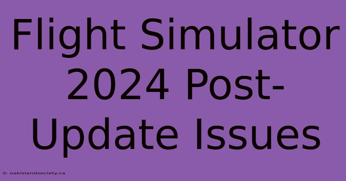 Flight Simulator 2024 Post-Update Issues