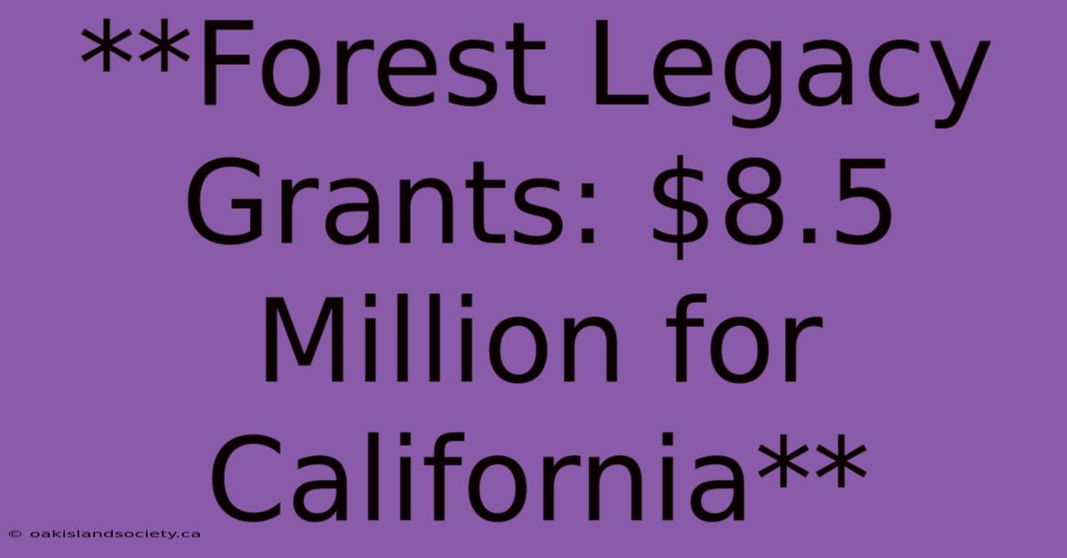 **Forest Legacy Grants: $8.5 Million For California** 