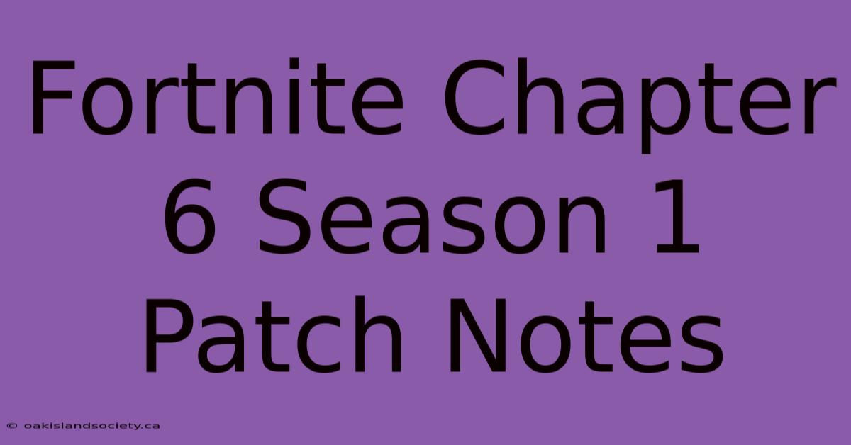 Fortnite Chapter 6 Season 1 Patch Notes