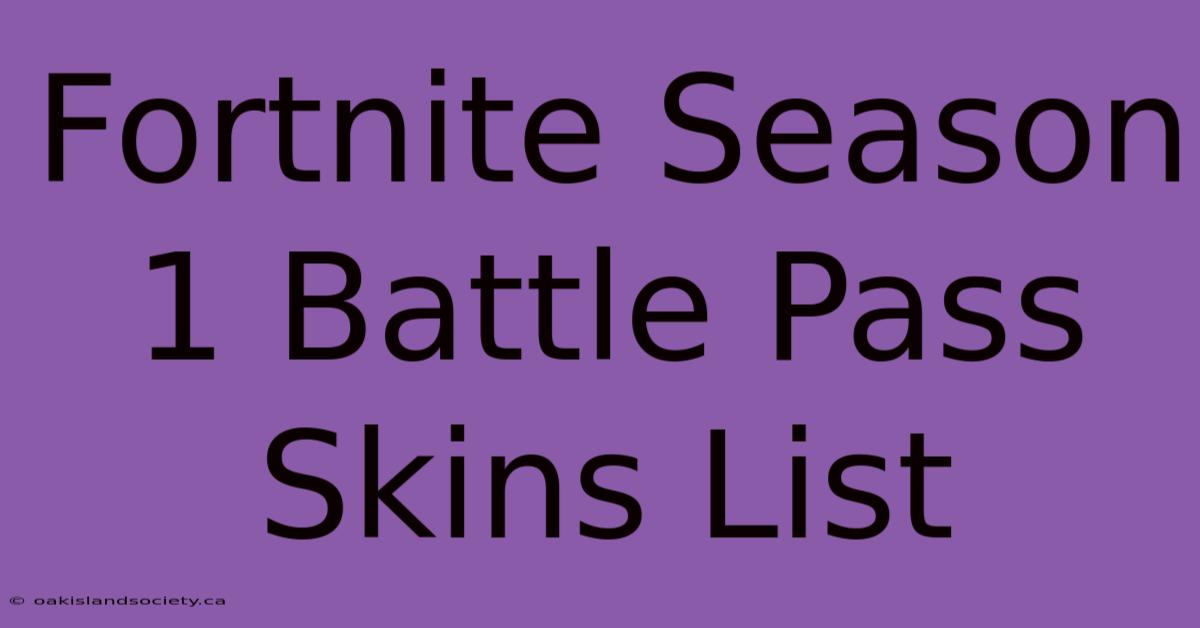 Fortnite Season 1 Battle Pass Skins List