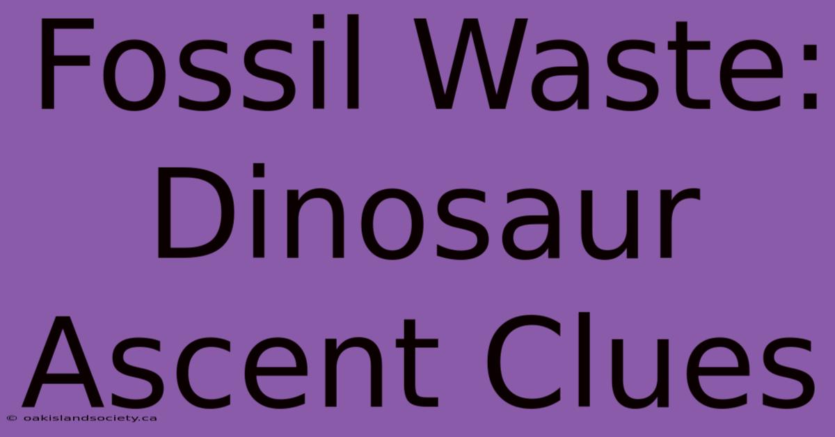 Fossil Waste: Dinosaur Ascent Clues