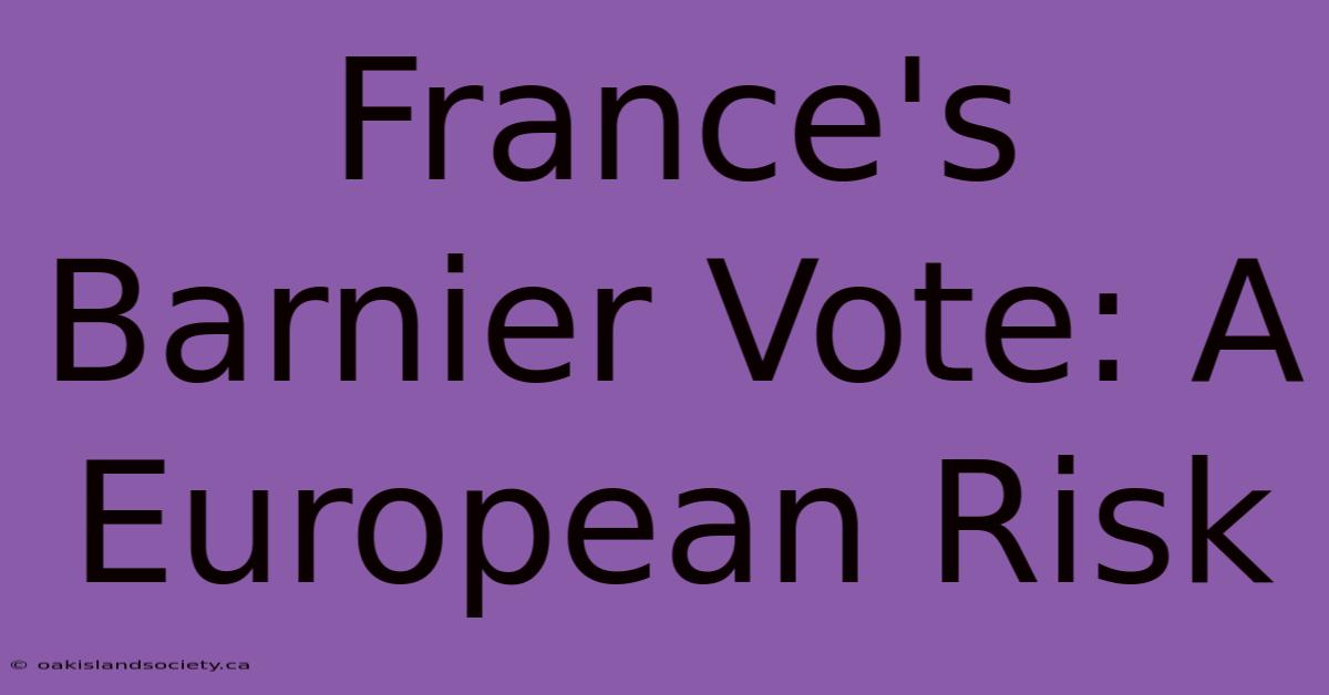 France's Barnier Vote: A European Risk