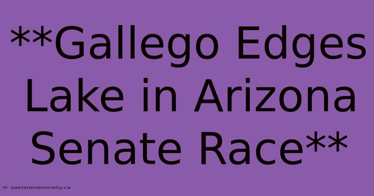 **Gallego Edges Lake In Arizona Senate Race**