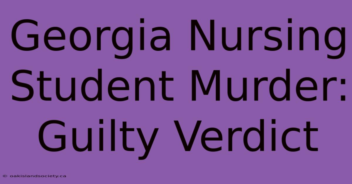 Georgia Nursing Student Murder: Guilty Verdict