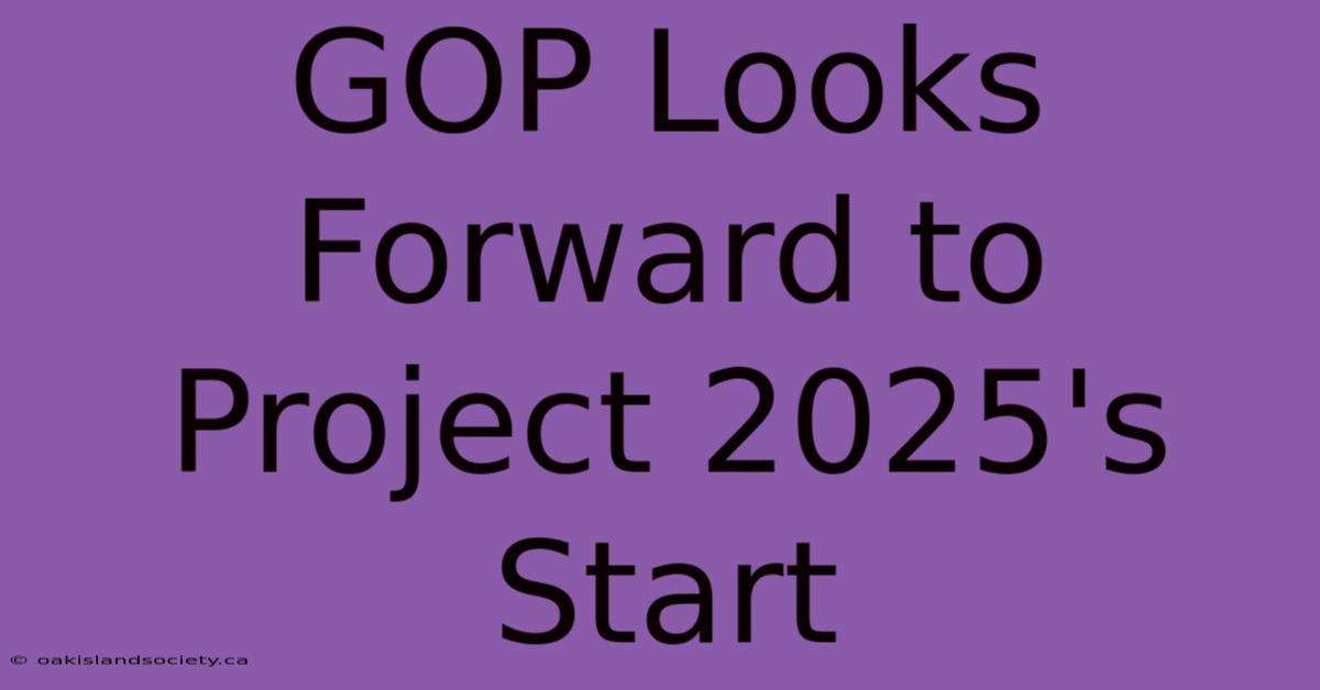 GOP Looks Forward To Project 2025's Start