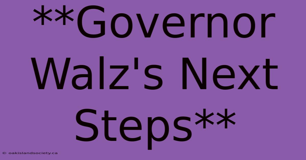 **Governor Walz's Next Steps**