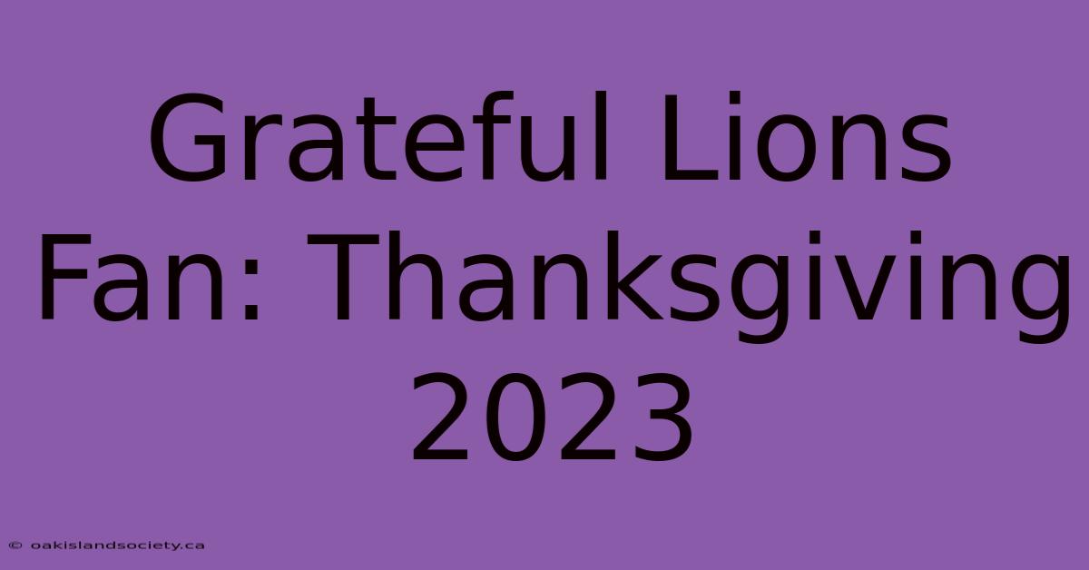 Grateful Lions Fan: Thanksgiving 2023