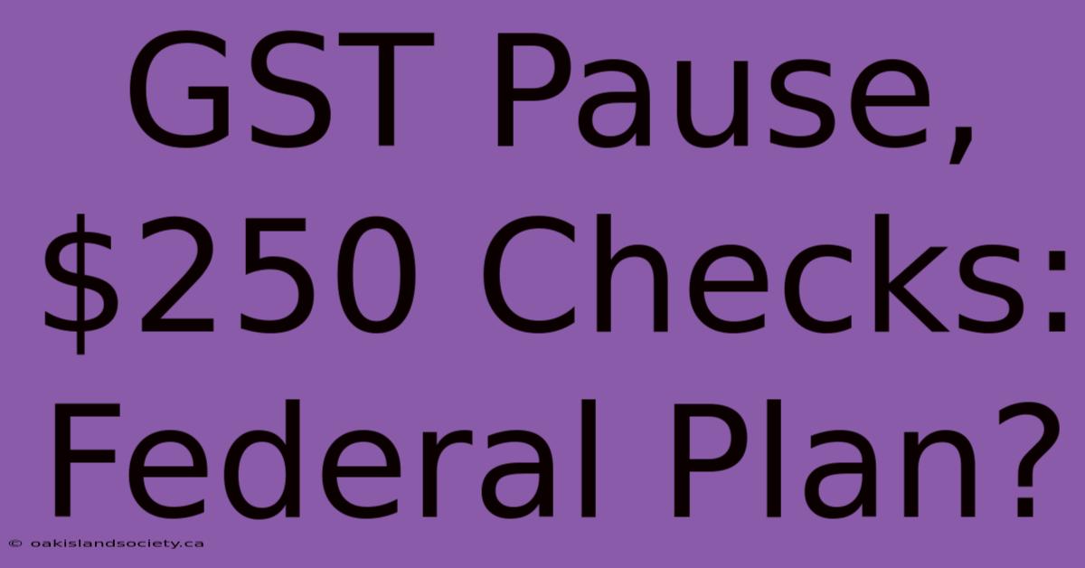 GST Pause, $250 Checks: Federal Plan?