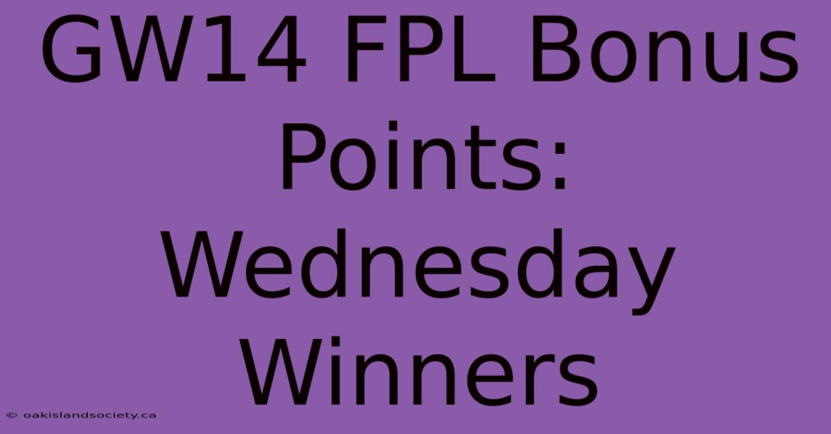 GW14 FPL Bonus Points: Wednesday Winners