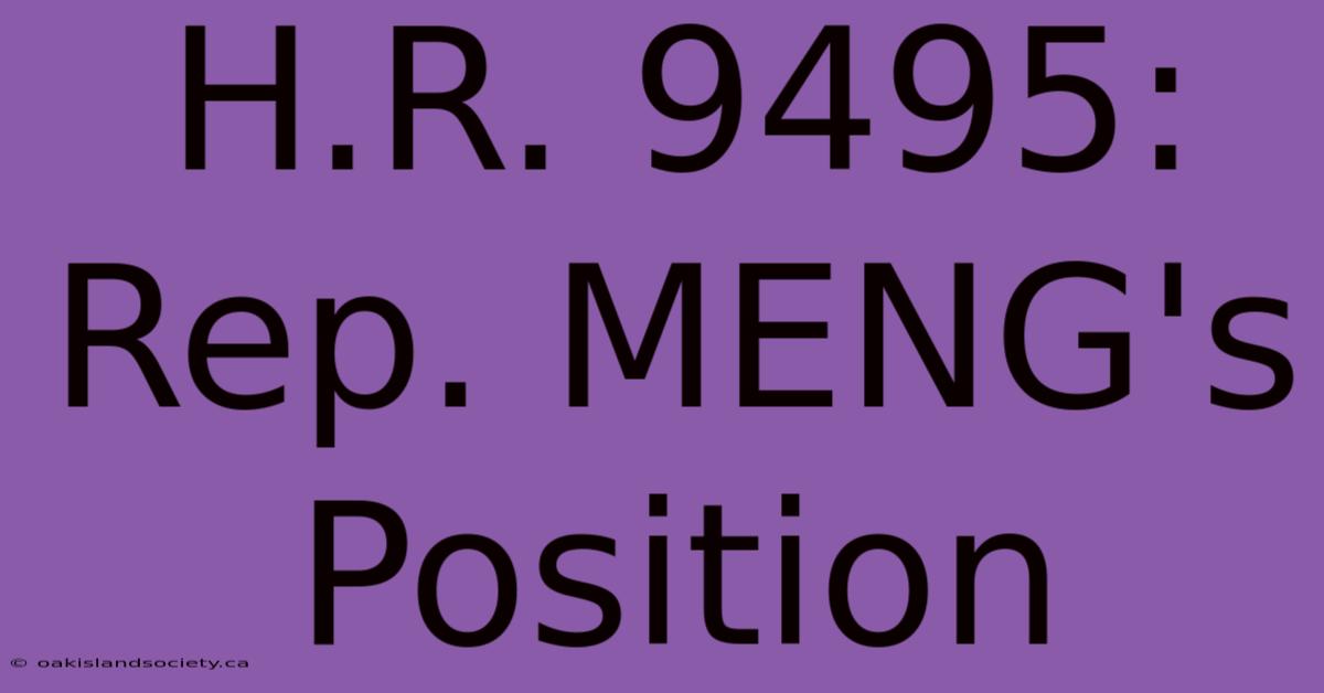 H.R. 9495: Rep. MENG's Position