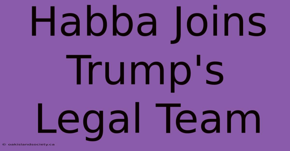 Habba Joins Trump's Legal Team