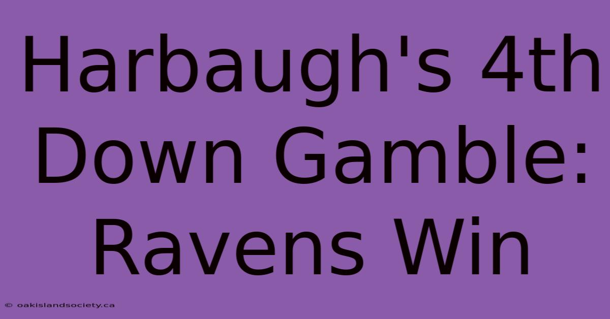 Harbaugh's 4th Down Gamble: Ravens Win