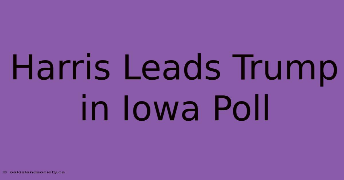 Harris Leads Trump In Iowa Poll