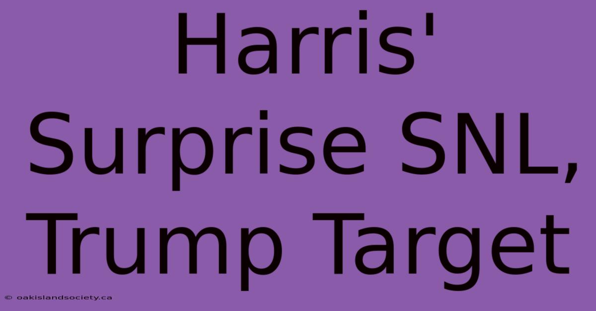 Harris' Surprise SNL, Trump Target