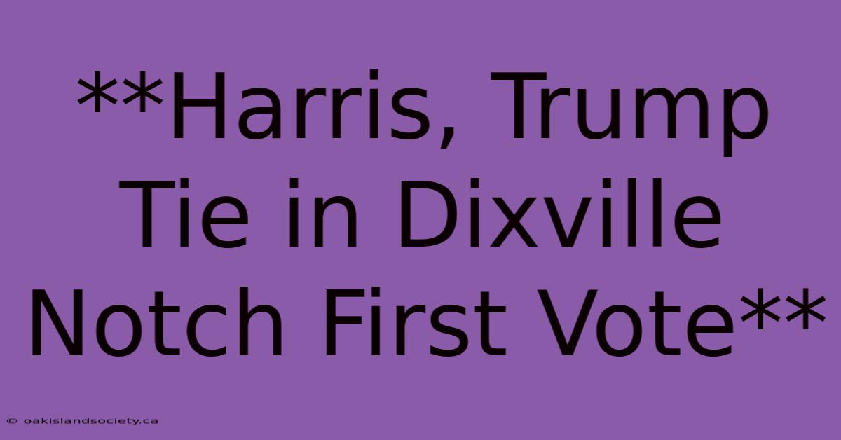 **Harris, Trump Tie In Dixville Notch First Vote**