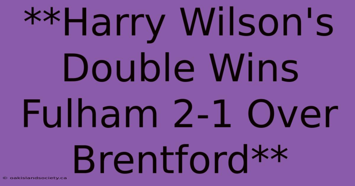 **Harry Wilson's Double Wins Fulham 2-1 Over Brentford**