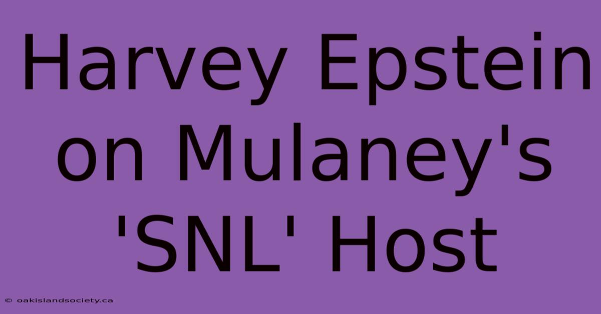 Harvey Epstein On Mulaney's 'SNL' Host