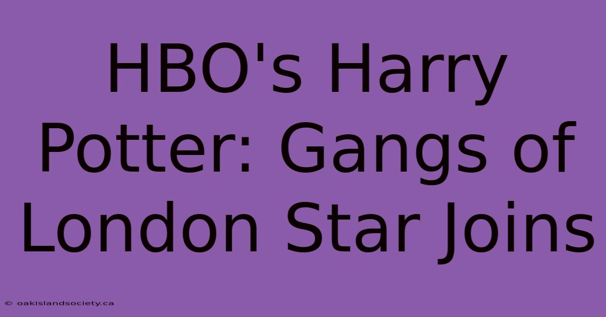 HBO's Harry Potter: Gangs Of London Star Joins